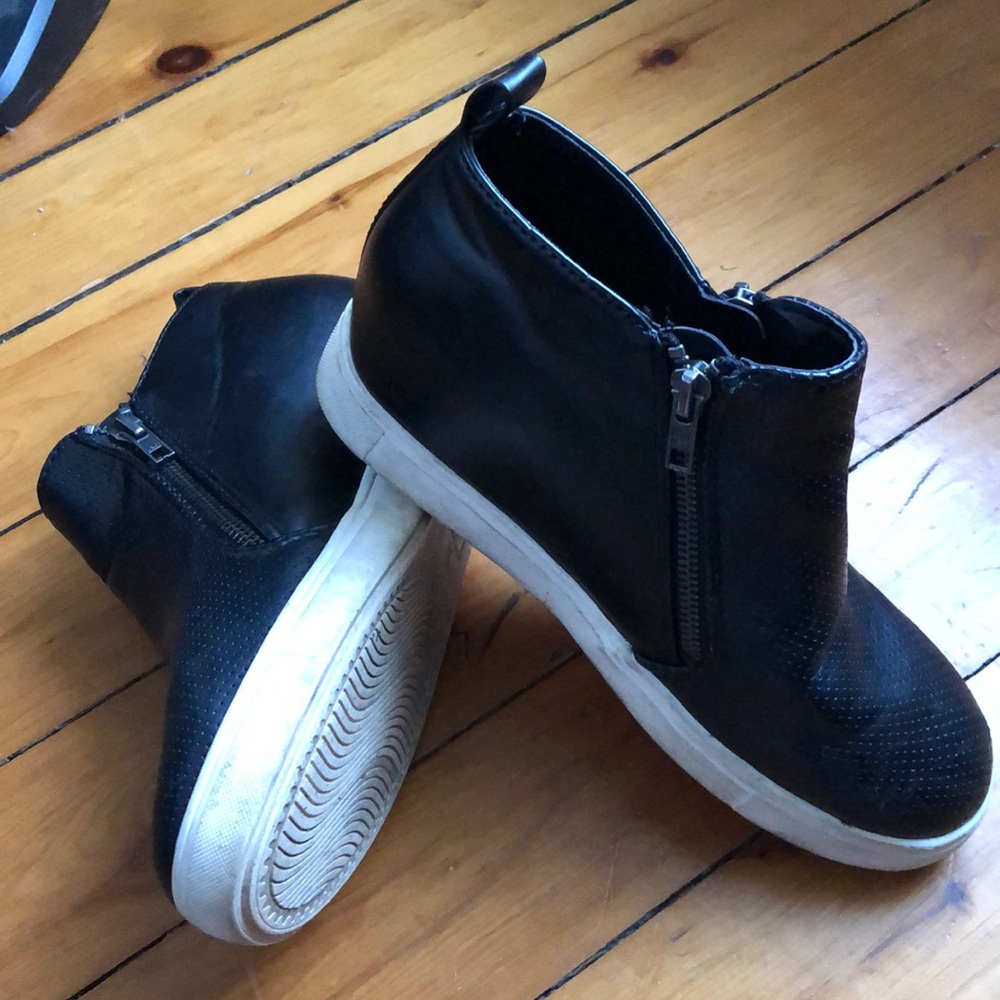 Black sneaker booties, women size 8